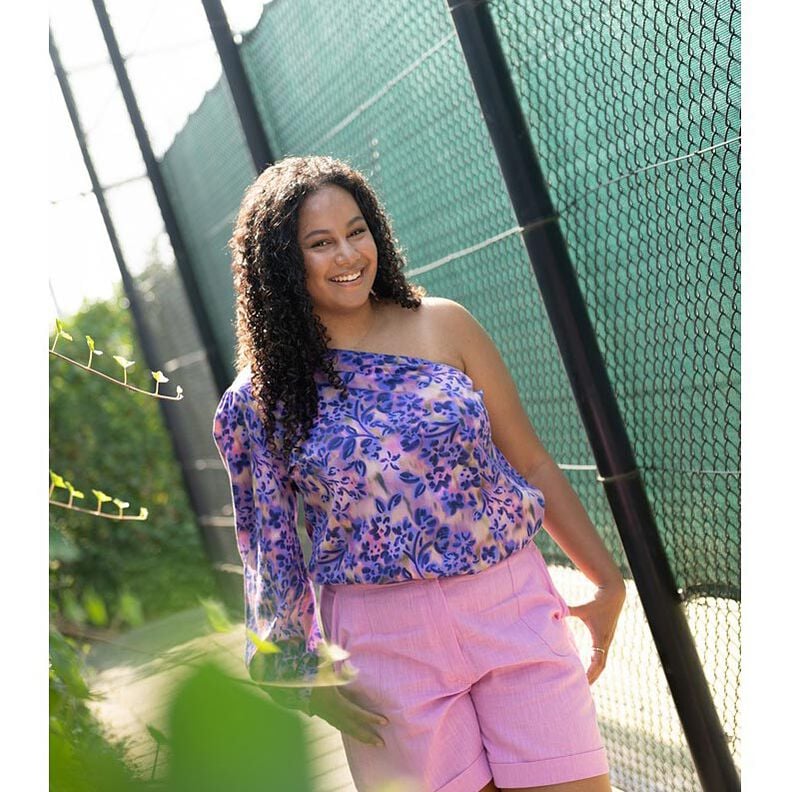 Sateen watercolour flowers Digital Print | Poppy Fabrics – cashew/lilac,  image number 5