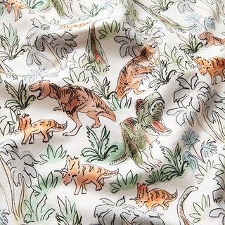 French Terry dinosaurs in the jungle Digital Print – natural, 