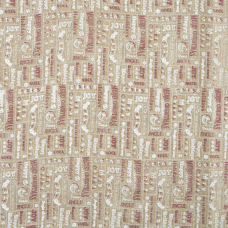 Decor Fabric Jute-Look Christmas Collage – dune/white,  image number 1