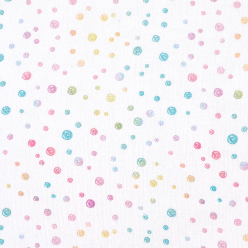 Double Gauze/Muslin colourful scribble dots Digital Print – offwhite,  image number 1