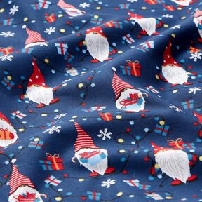 Cotton Poplin Christmas gnomes – navy blue/red, 