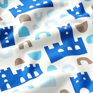 Cotton Poplin Knight’s Castles | PETIT CITRON – white/royal blue, 