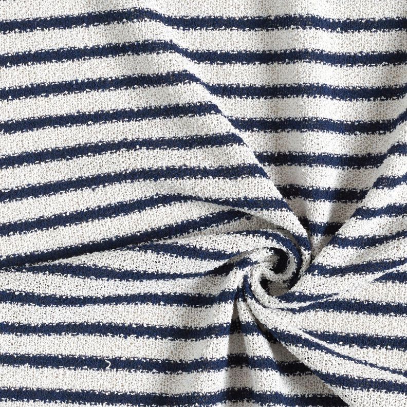 Knitted bouclé stripes and glitter – white/navy blue, image number 4