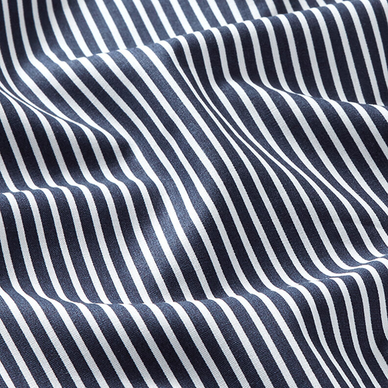 Cotton Poplin Stripes – navy blue/white,  image number 2