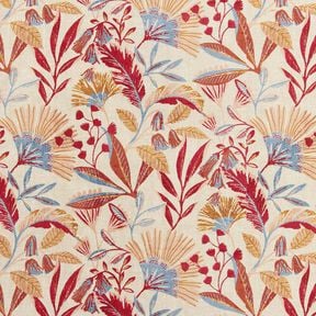 Decor Fabric Half Panama Floral &ndash; natural/berry, 