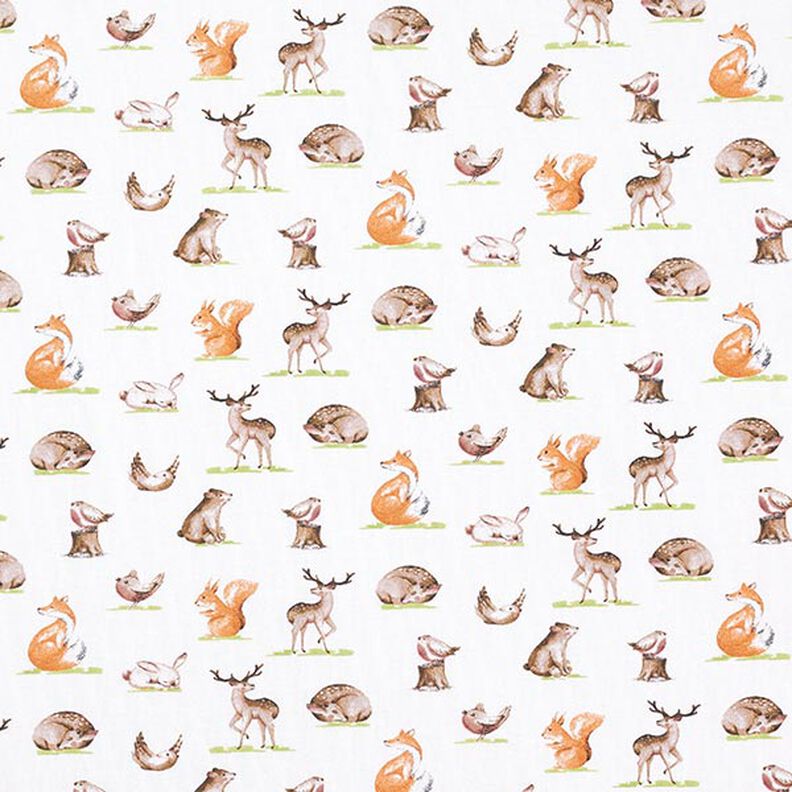 Organic Cotton Jersey Watercolour woodland animals – offwhite,  image number 1