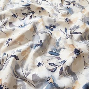 Decor Fabric Half Panama Large Flowers – almond/blue, 