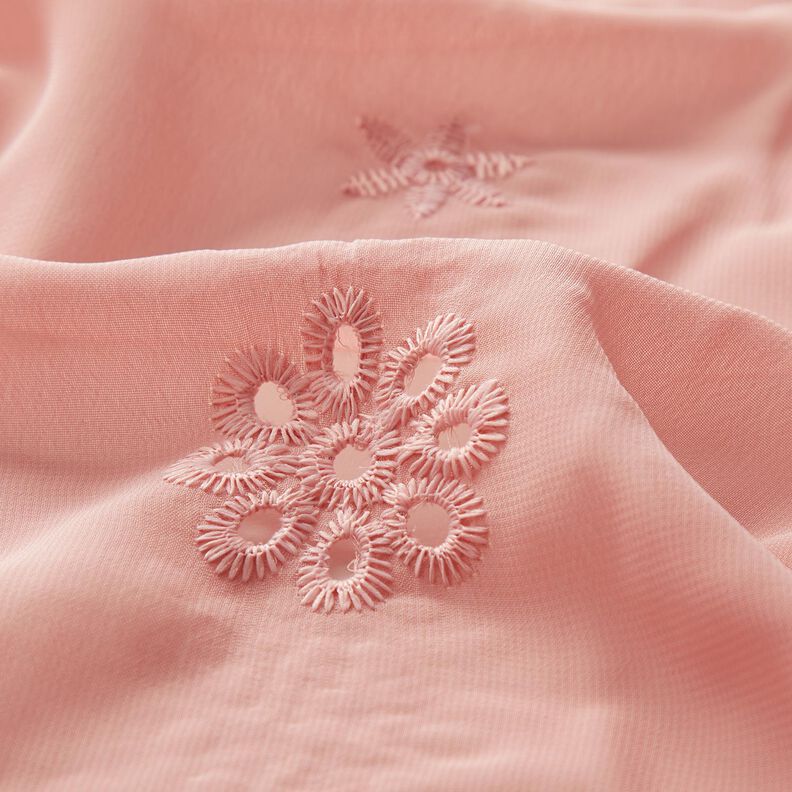 Broderie anglaise flowers chiffon – light dusky pink,  image number 2