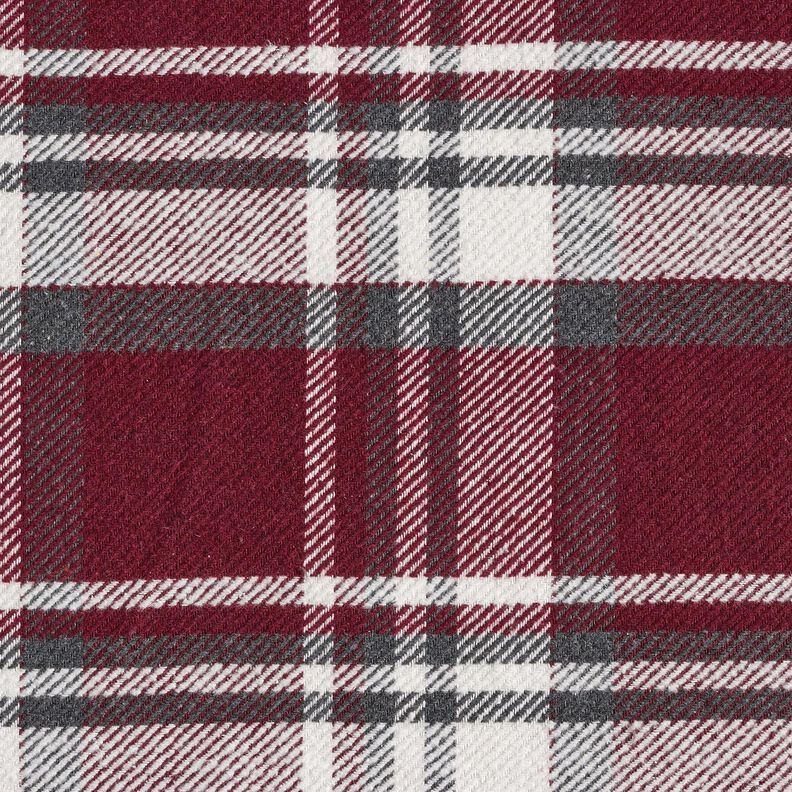 Coat fabric with checked fur backing – burgundy/slate grey, image number 1