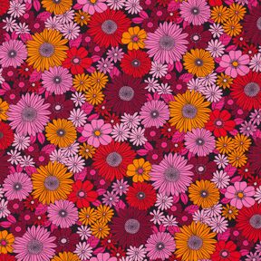 viscose fabric Summer Flowers – fire red/black, 