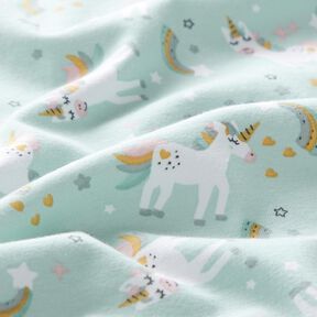 Cotton Jersey unicorn and rainbow – ice blue, 