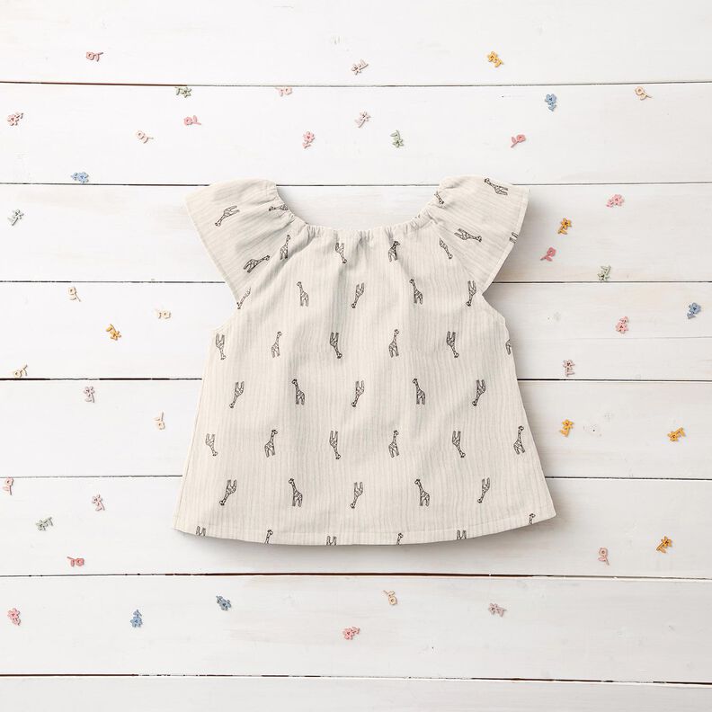 Double Gauze/Muslin Cute giraffes – white, image number 5