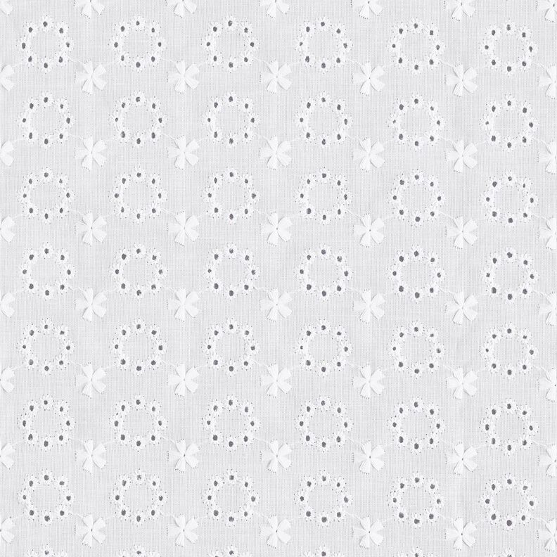 Cotton Batiste Broderie Anglaise floral wreaths – white,  image number 1