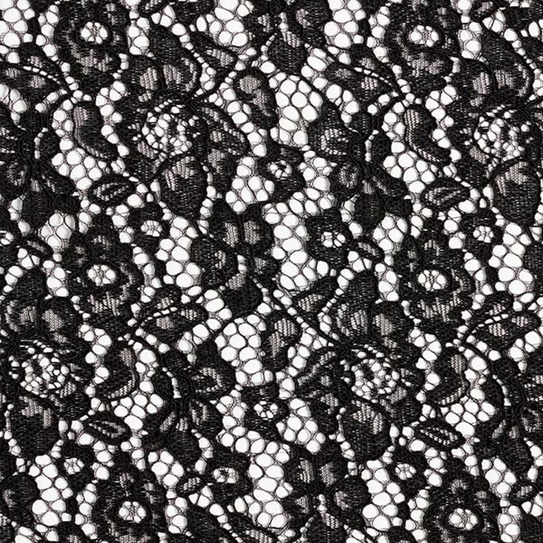Lace with double-sided floral scalloped edge – black,  image number 1