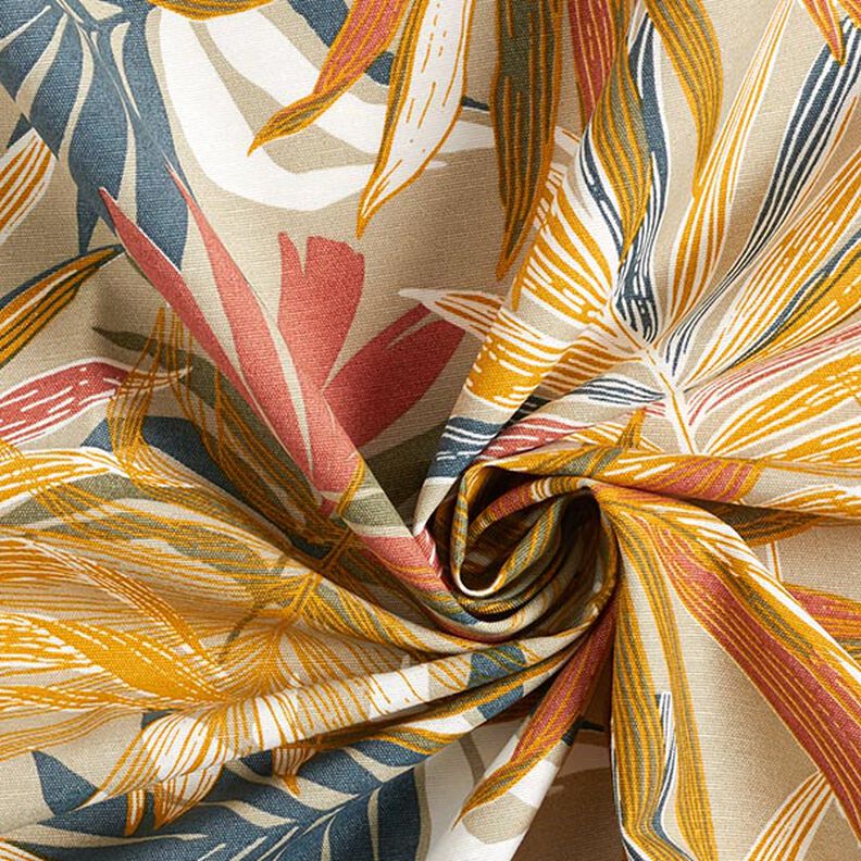 Decor Fabric Canvas Jungle Leaves 280cm – sand/chili,  image number 3