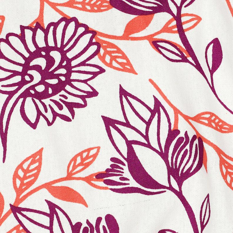 Viscose Linen Blend Flowers| Poppy Fabrics – ivory/grape,  image number 2