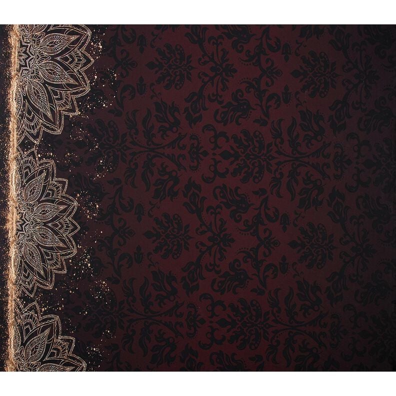 Cotton JerseyBorder Fabric Mandala with gold speckles | Glitzerpüppi – black brown/gold, image number 5