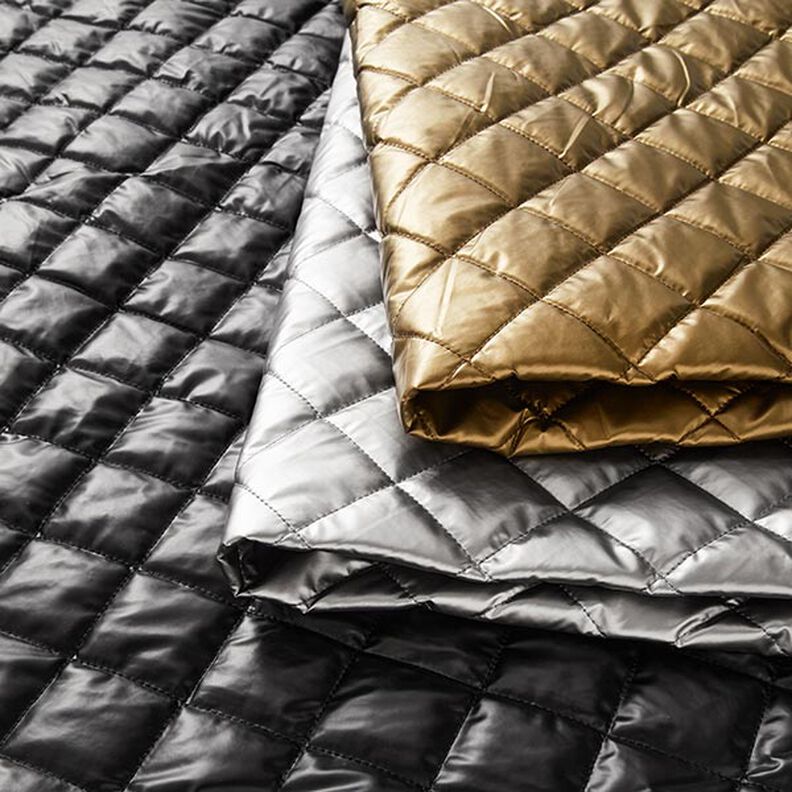 Diamond Quilted Fabric – antique silver,  image number 5