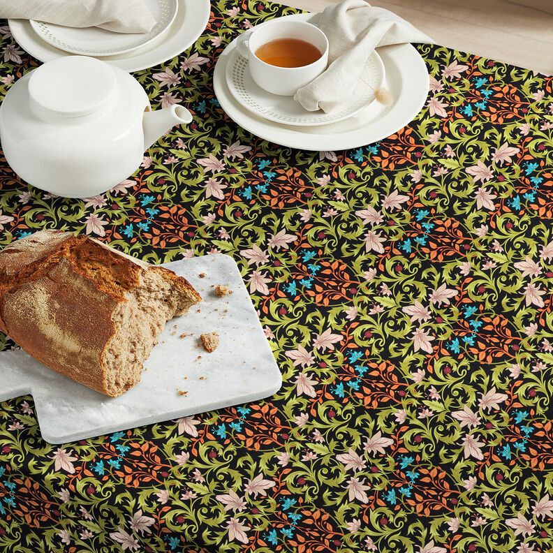 Decor Fabric Half Panama leaf ornaments – black/pine,  image number 6