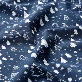 Cotton Poplin small Christmas trees – navy blue/white, 
