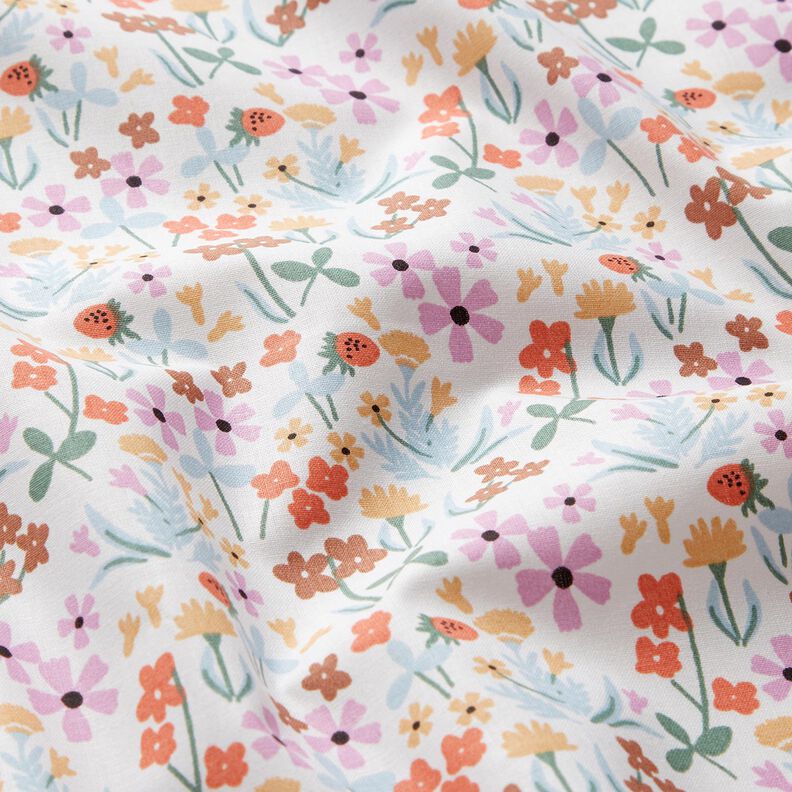 Cotton Poplin strawberry meadow – offwhite/lobster,  image number 2