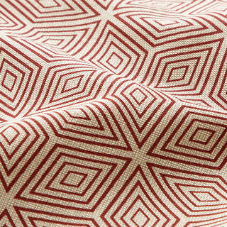 Decorative half Panama fabric 3D cubes – carmine/natural, 