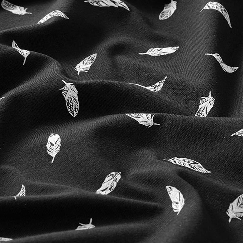 Cotton Jersey Feathers – black,  image number 2