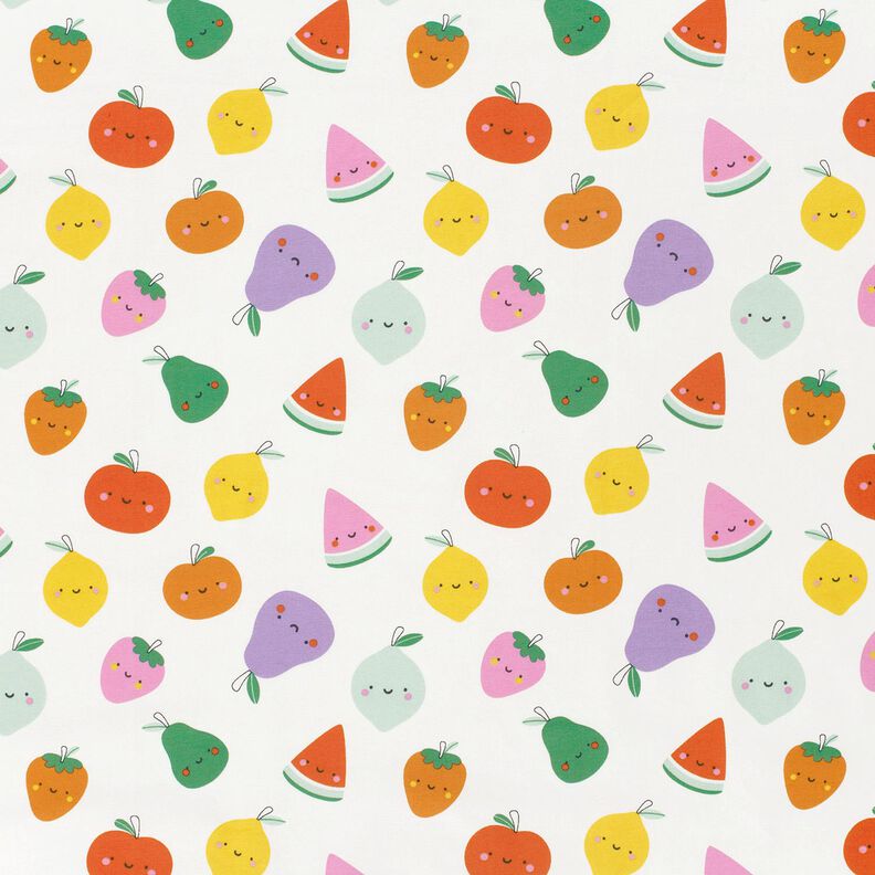 Cotton Jersey happy fruit – offwhite/peach orange,  image number 1