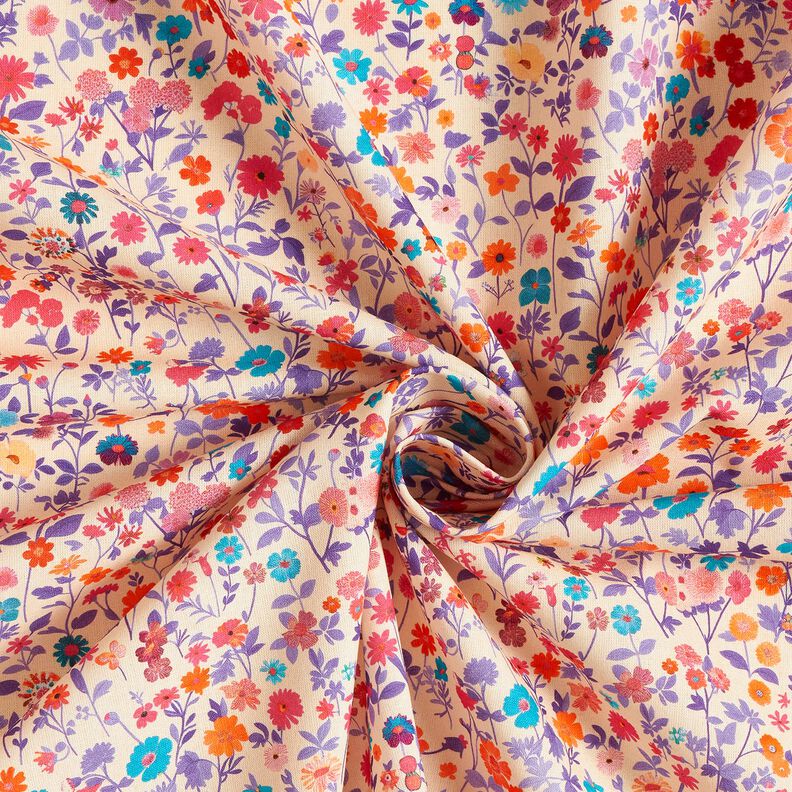 Cotton Poplin colourful flowers – light beige/lavender, image number 3