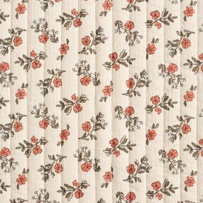 Muslin Quilted Fabric romantic flowers – offwhite/pale berry, 
