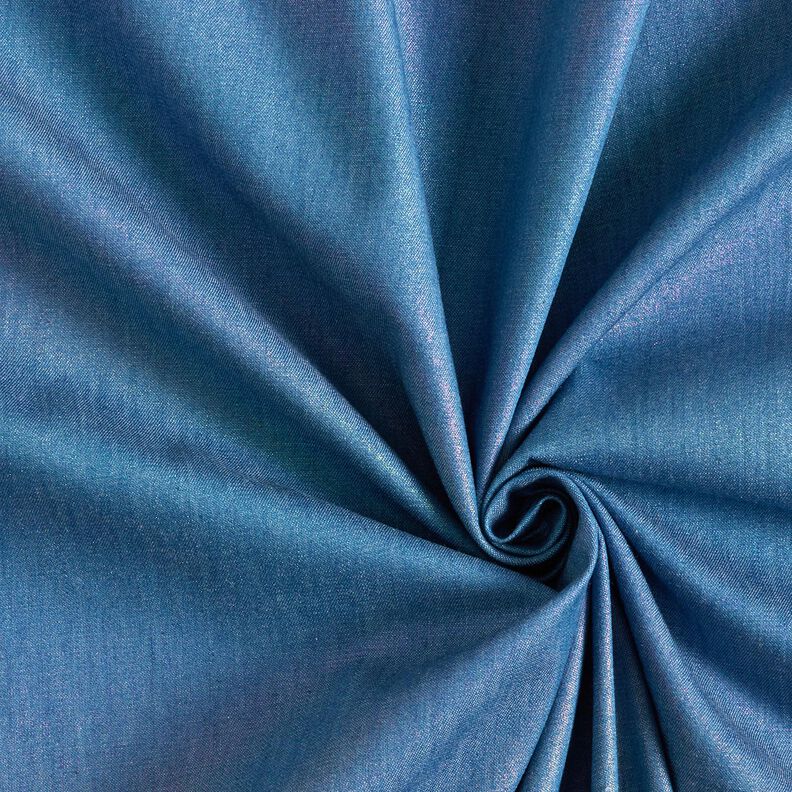 Chambray Rainbow Shimmer Foil Print | Poppy Fabrics – denim blue/colour mix,  image number 3
