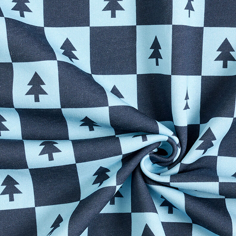 Fir Trees Soft Sweatshirt Fabric – navy blue/light blue,  image number 3