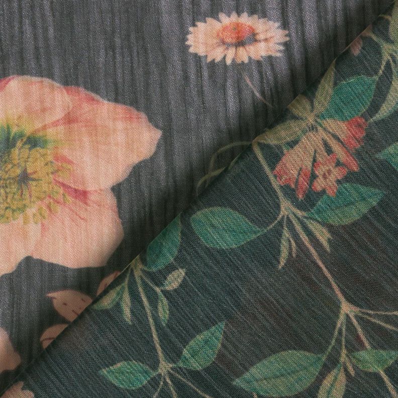 Chiffon flower meadow – black | Remnant 90cm,  image number 4