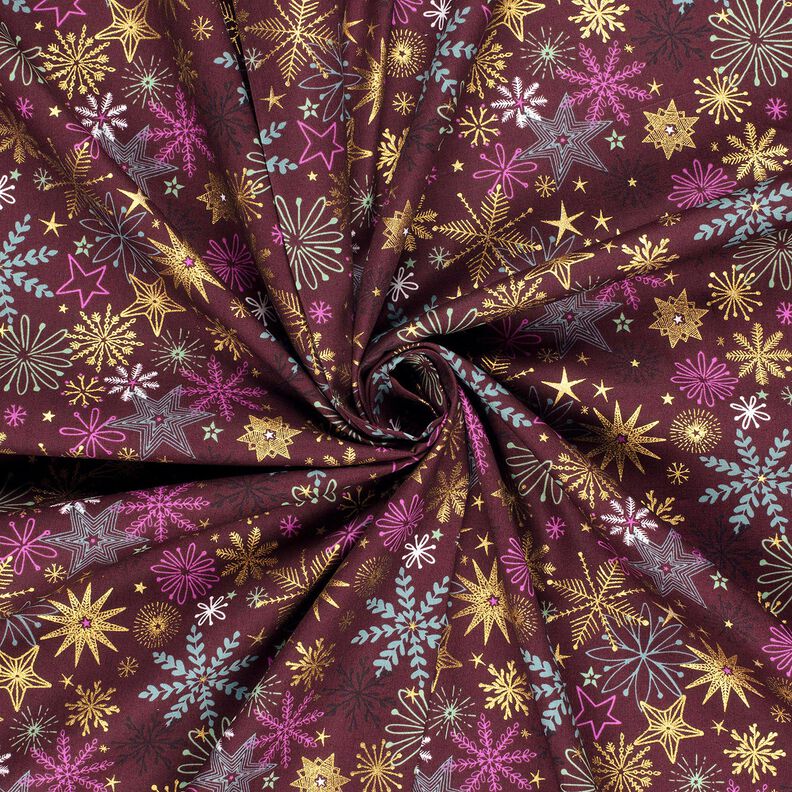 Cotton Poplin Star Mix – burgundy/gold,  image number 3