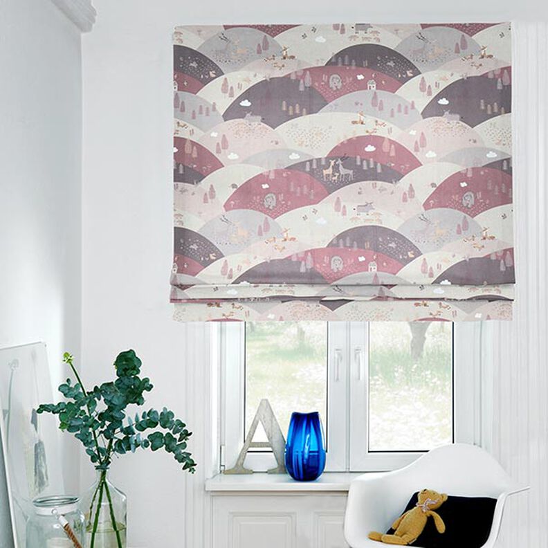 Decor Fabric Half Panama Woodland Animals – light dusky pink/greige,  image number 6