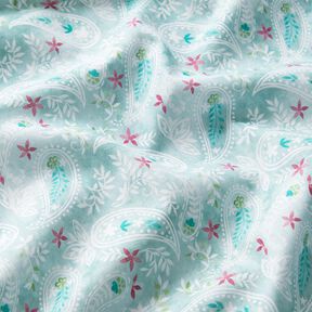 Cotton Poplin Paisley floral dream Digital Print – ice blue, 