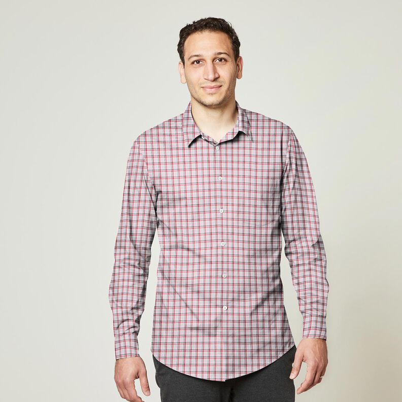 Shirt fabric offset check – white/navy blue, image number 6