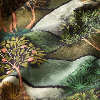 Digital Print Half Panama Decor Fabric Landscape – green, 