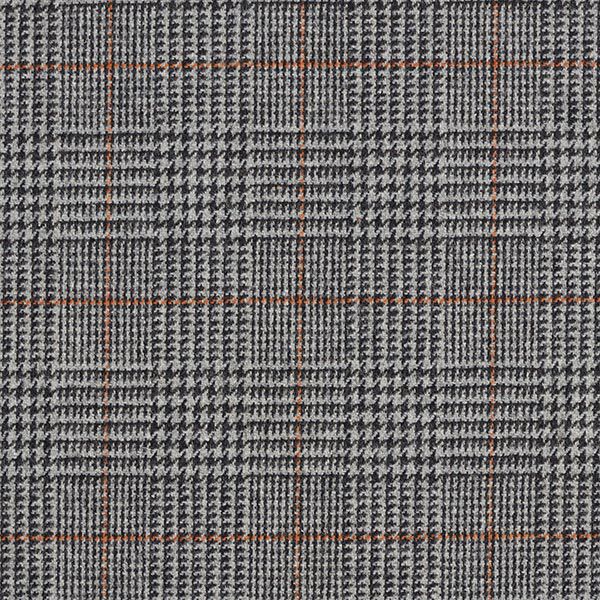 Glen Plaid Wool Fabric – dark grey/orange,  image number 1