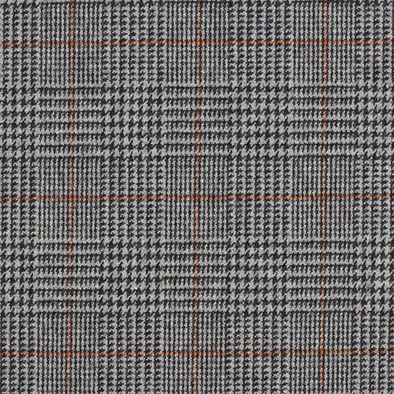 Glen Plaid Wool Fabric – dark grey/orange,  image number 1