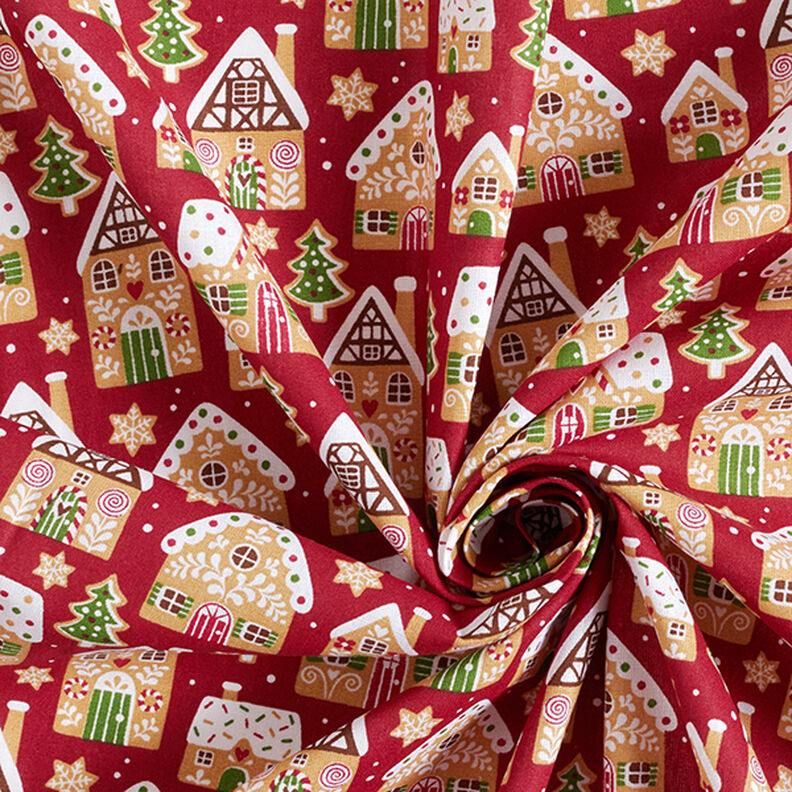 Cotton Cretonne Gingerbread House – carmine, image number 3