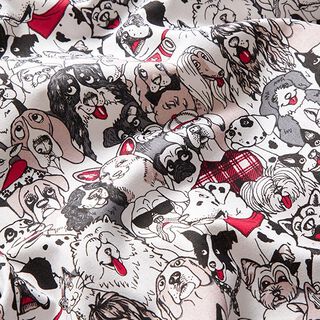 Cotton Cretonne dogs and cats – white, 