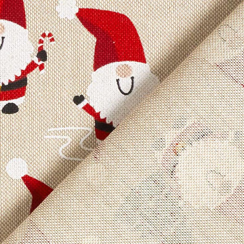 Decorative fabric half Panama cheerful Santa Clauses – natural,  image number 4