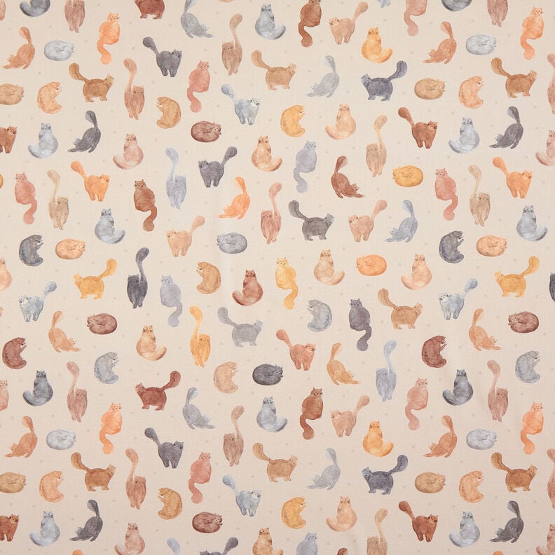 Decor Fabric Half Panama painted cats – light beige,  image number 1