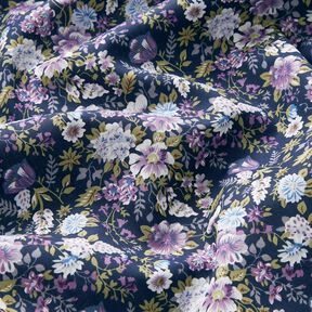 Cotton Poplin romantic flower meadow – navy blue/lavender, 