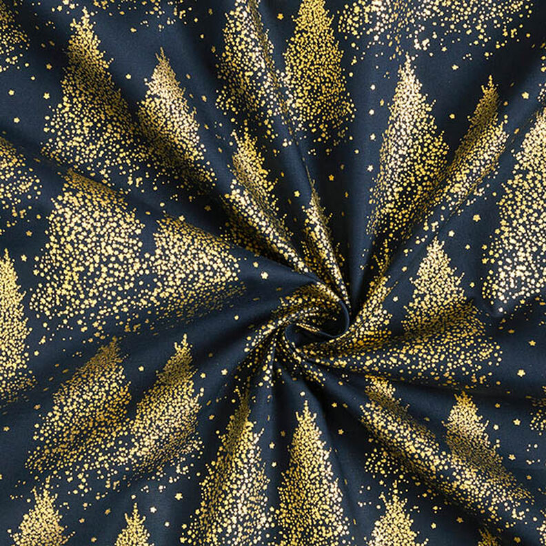 Cotton Poplin Gold Dust Fir Trees – midnight blue/gold, image number 3