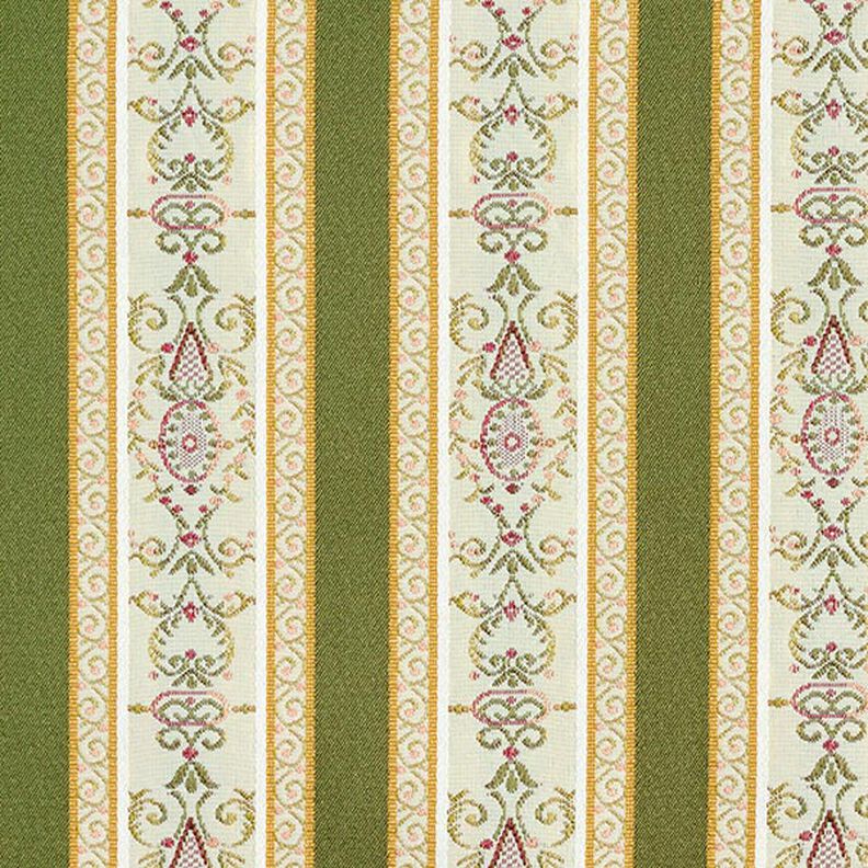 Biedermeier Stripes Jacquard Furnishing Fabric – cream/olive,  image number 1