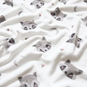Cosy Fleece cute raccoons – ivory/dark grey, 