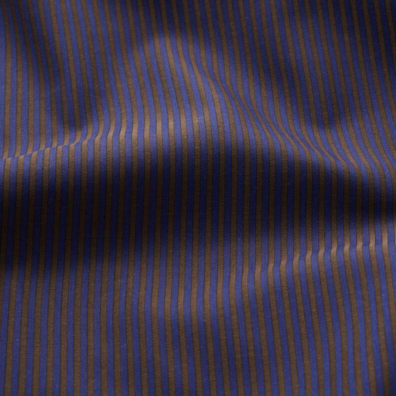 Striped Shirting Fabric – navy blue/brown,  image number 2