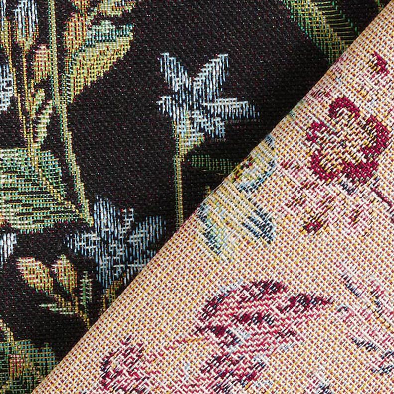 Decor Fabric Tapestry Fabric flower meadow – black,  image number 5